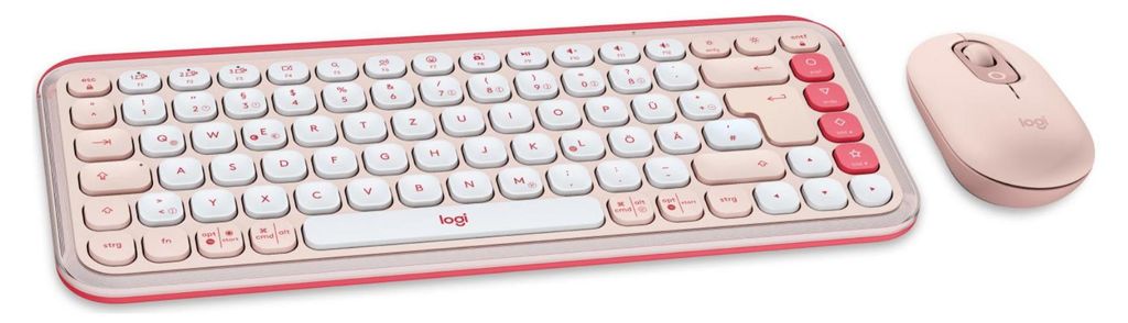 Logitech POP Icon Combo - Tastatur-und-Maus-Set - kabellos - Bluetooth LE - QWERTZ - Deutsch - Off-White, rosé