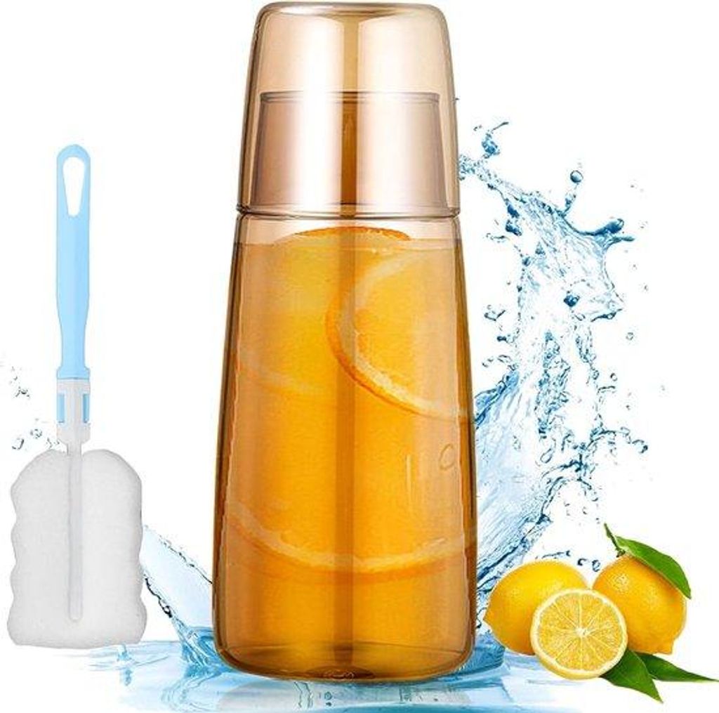 Wasserkaraffenset 750ml dickes Glas mit Deckel und Mundspülflasche