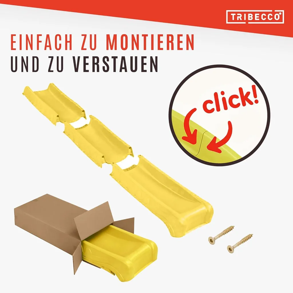 Toboggan 3m pour plateforme 150cm - Modèle robuste pliable - Jaune - 7