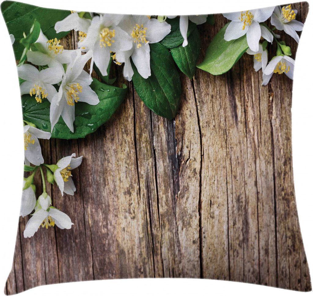ABAKUHAUS rustikales Holz Kissenbezug, Jasmin-Blumen-Retro, Digitaldruck Waschbar Farbfester Kopfkissenhülle Reißverschluß Beidseitiger Druck, 4...