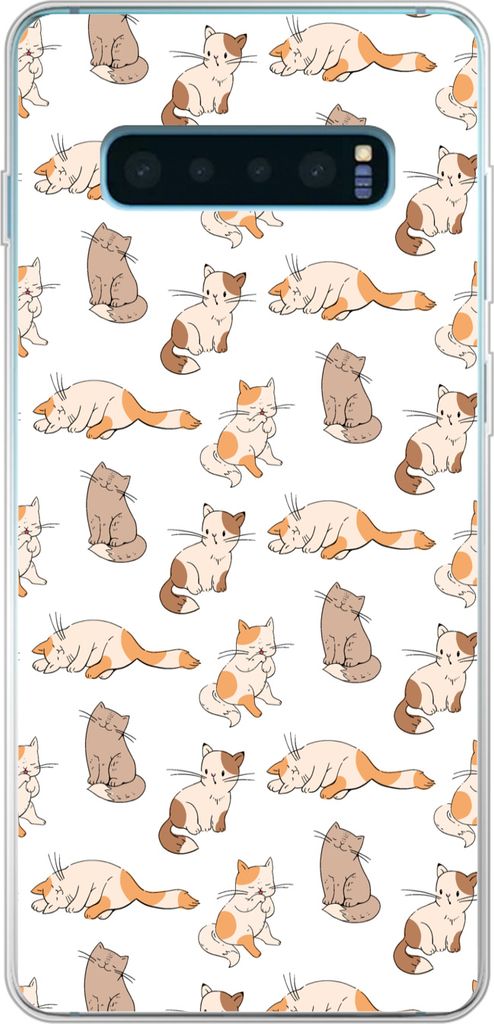 MuchoWow Handyhülle Schutzhülle Hülle für Telefoonhoesje Samsung Galaxy S10 Lite Muster - Katze - Kätzchen - Jungen - Mädchen - Kinder - Ki...