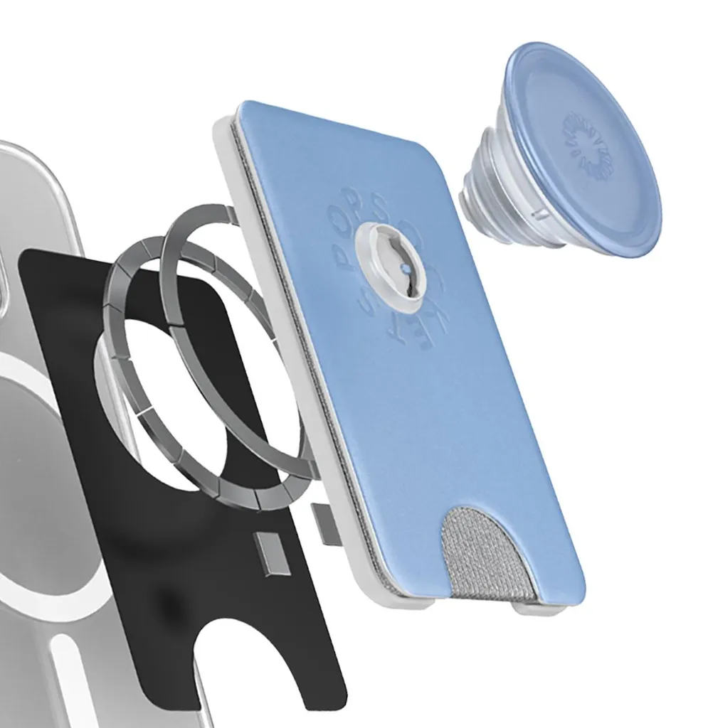 Porte-Carte MagSafe PopSockets Bleu avec Support Vidéo pour Smartphone - 5
