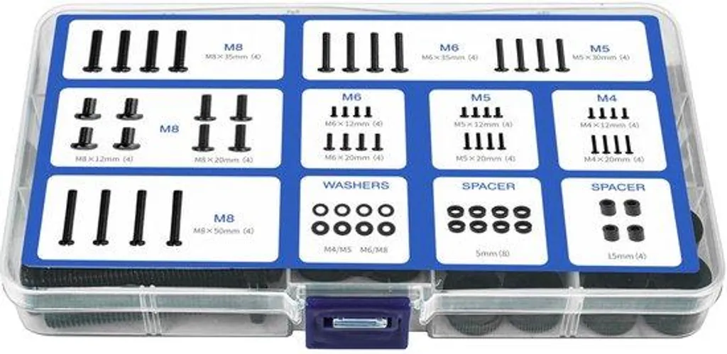 Visserie TV VESA Haute Résistance M4 à M8 avec Entretoises - Noir Mat