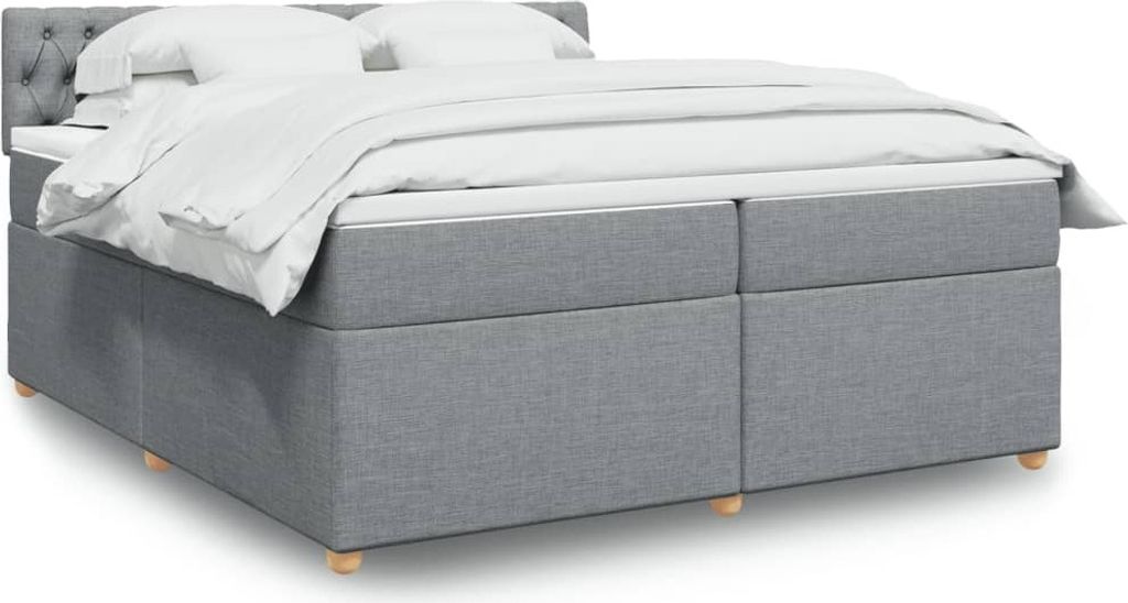 (NEU 2026) Boxspringbett mit Matratze, Doppelbett moderne, Hellgrau 200x200 cm - Stoff - Klassische Betten - 105.53 kg