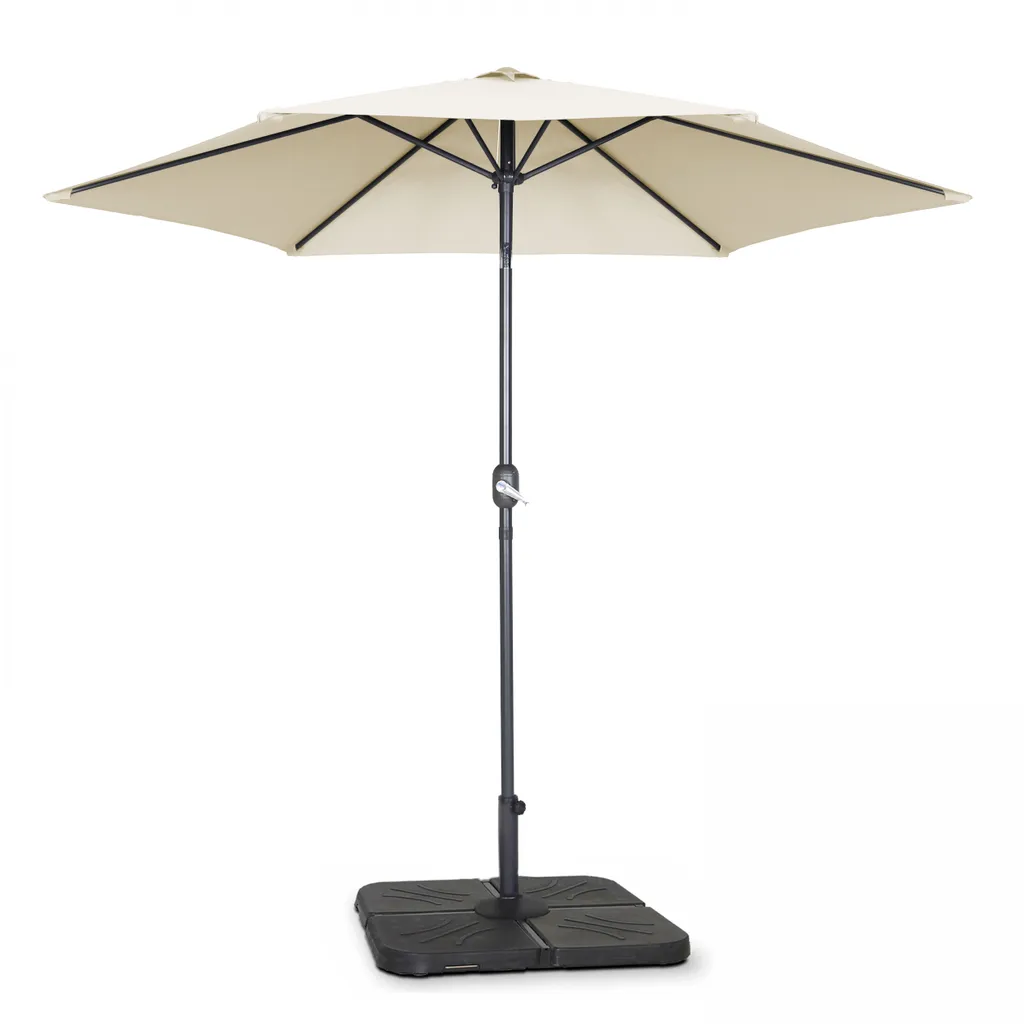 Parasol de jardin inclinable 3m blanc avec pied lestable Oviala Matera