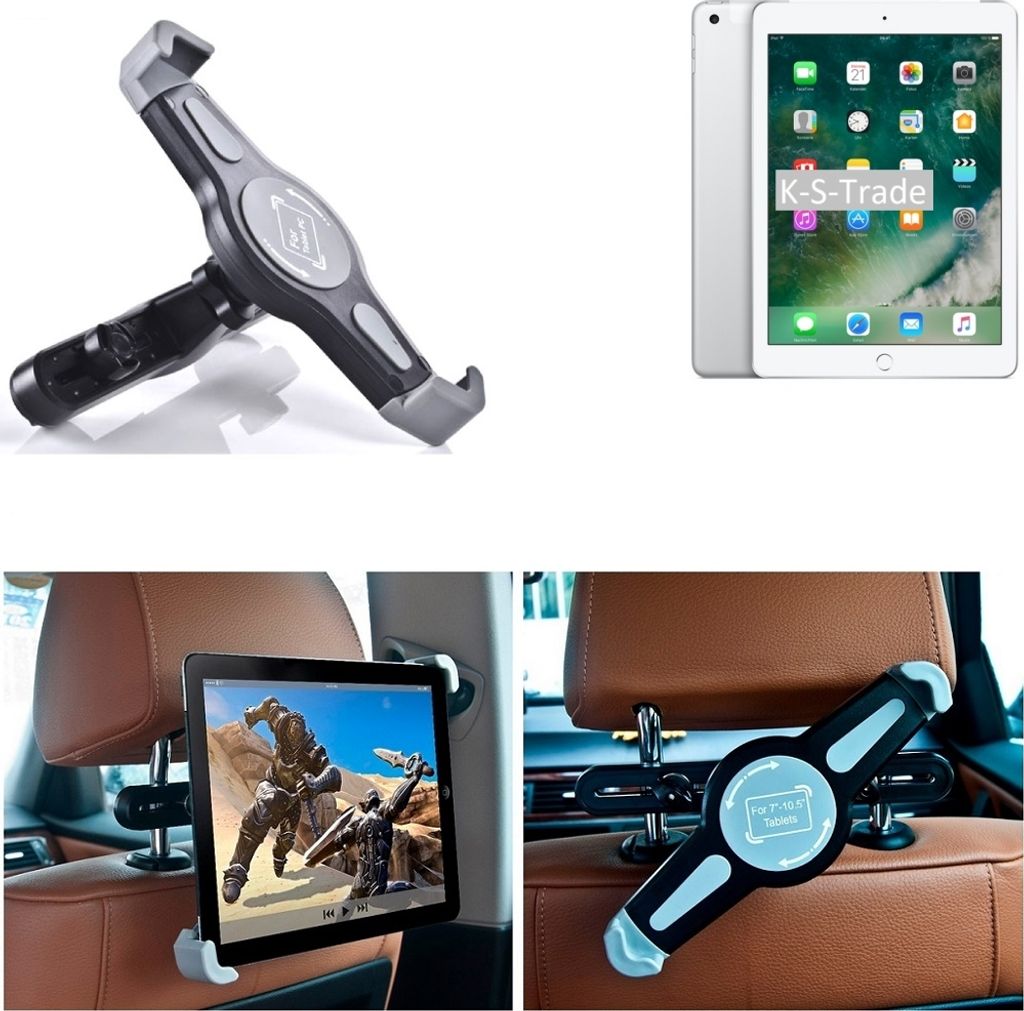 K-S-Trade Tablethalterung kompatibel mit Apple iPad (2017) LTE KFZ Kopfstützen Halterung 360° Auto Sitzhalterung Headrest Holder Halter Tablet PC