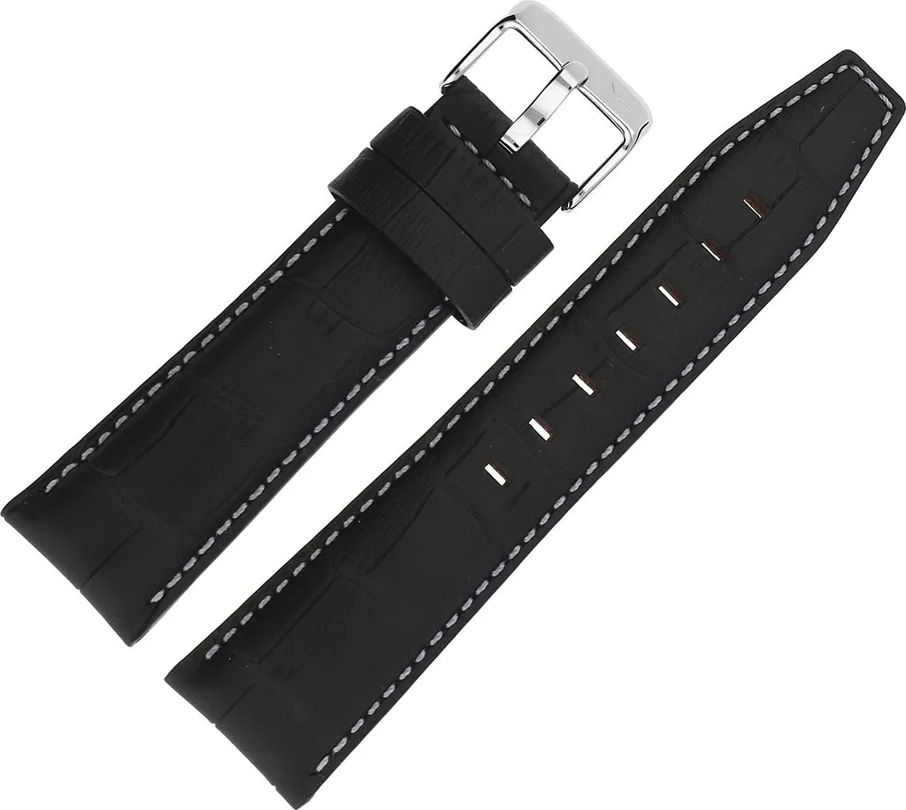 Ceinture Gaz-14 Cuir 565 A598 Noir Croco avec Boucle Blanc Brillant