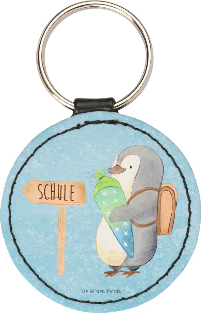 Mr. & Mrs. Panda Schlüsselanhänger Pinguin Schultüte - Eisblau - Geschenk, Schulanfänger, mini, Zur Einschulung, Taschenanhänger, klein, Anhä...