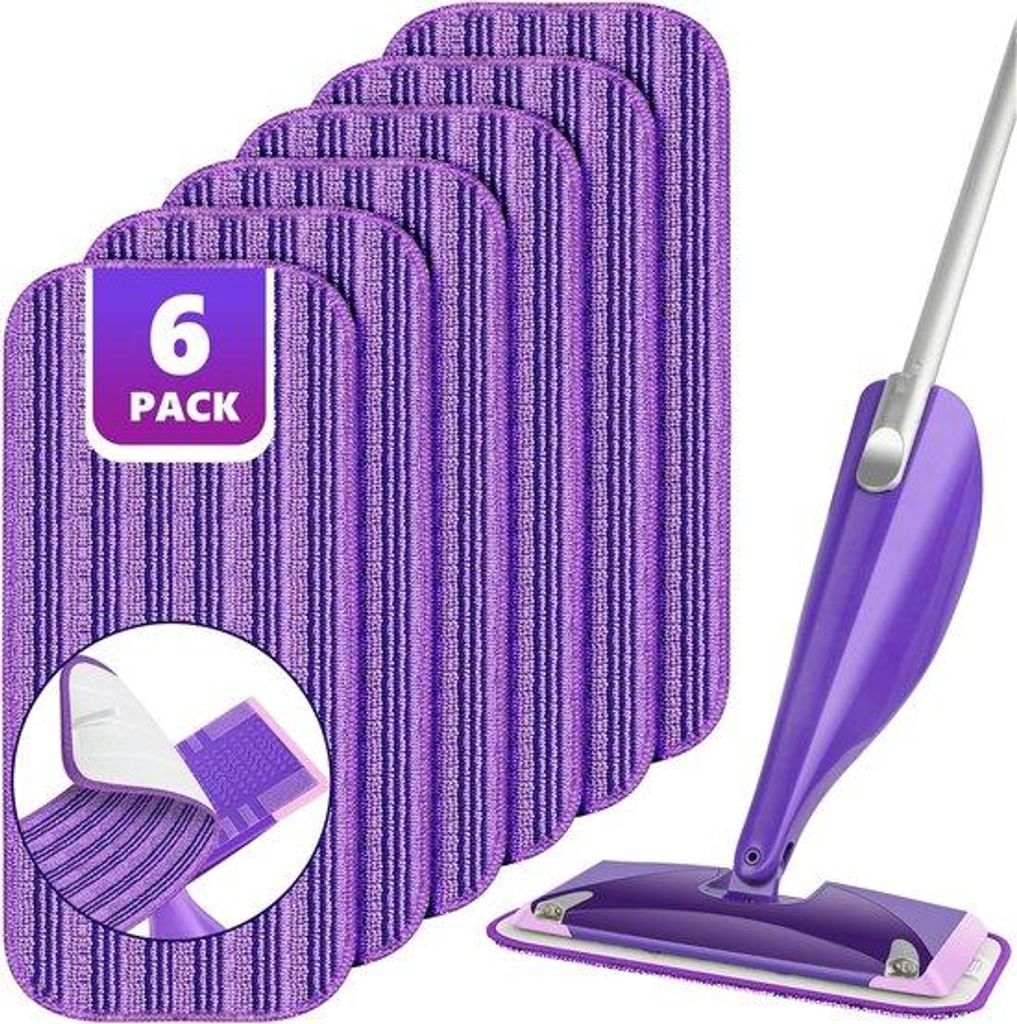 Famanu Spray Mop Nachfüllpads für Flash Powermop - 6 Stück, waschbare Mikrofasermop-Pads