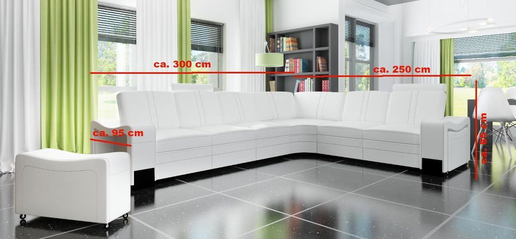 LEDERSOFA XXL WOHNLANDSCHAFT GARNITUR LEDER ECKCOUCH GARNITUR mit USB POLSTER