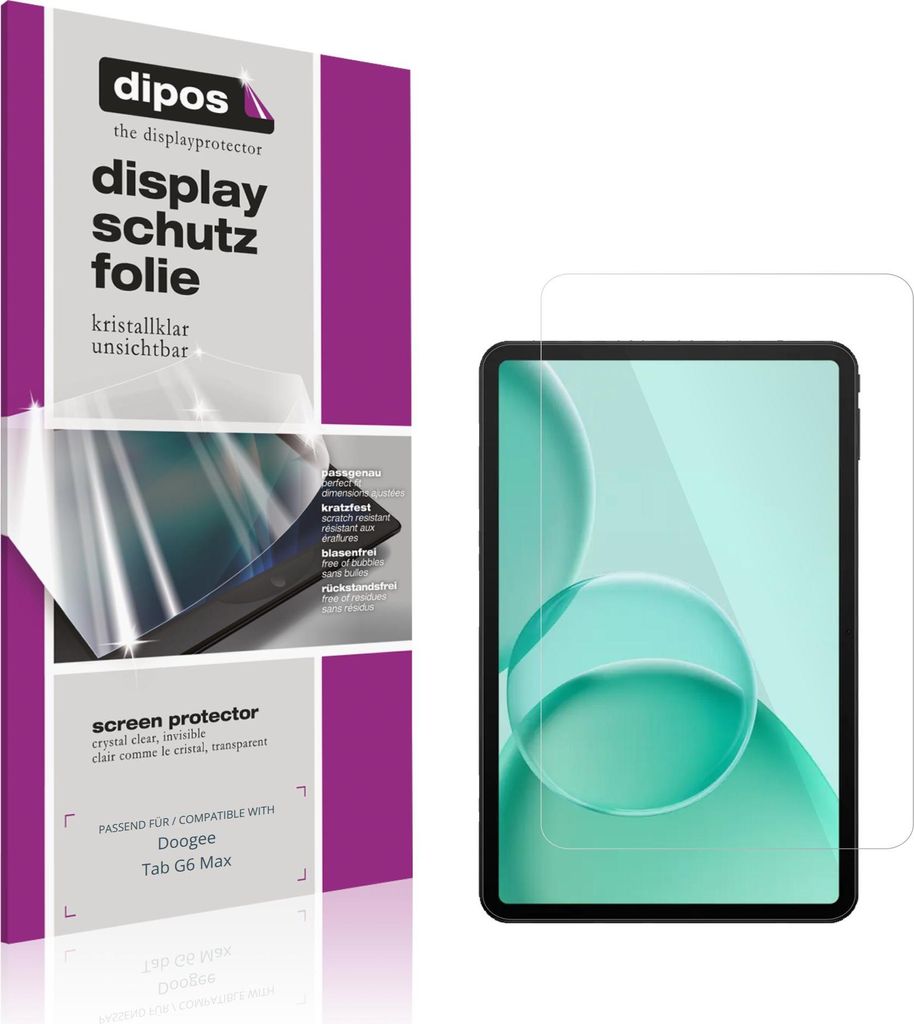 2x Schutzfolie für Doogee Tab G6 Max klar Displayschutzfolie Folie Display Schutz dipos