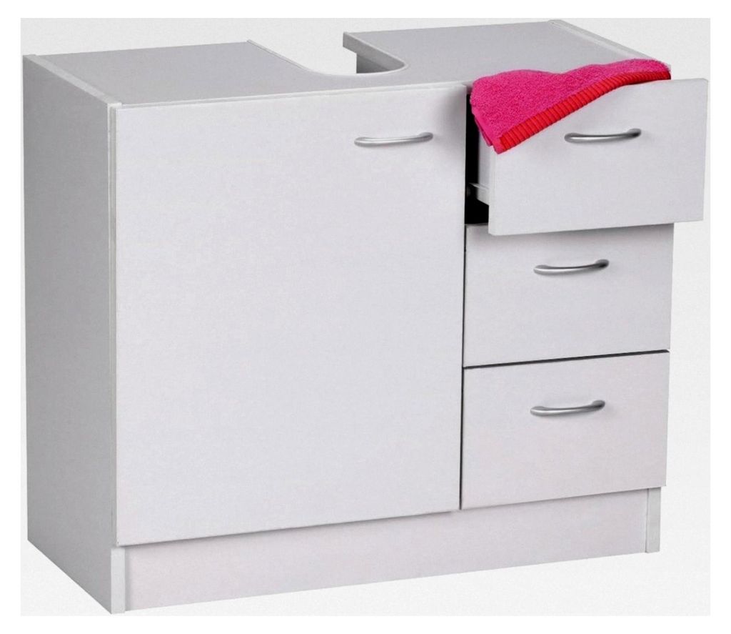 Waschbeckenunterschrank 54 x 63 x 30 cm mit 1 Tür und 3 Schubladen, weiß