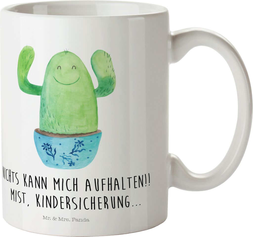 Mr. & Mrs. Panda Kindertasse Kaktus Happy - Weiß - Geschenk, Mutter, Trinklernbecher, Büro, Kinderbecher, Neustart, Kakteen, Ausbildung, Pott, Me...