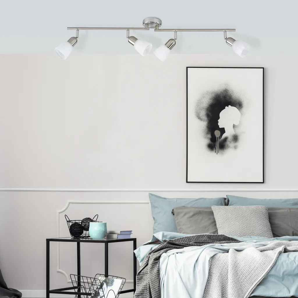 Rampe de spots pivotants Sofia chrome et verre 4 têtes E14 40W max - 2