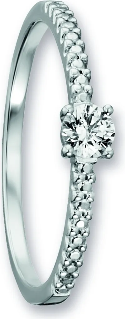 Bague or blanc 333 sertie d'un oxyde de zirconium 3,5 mm taille 55
