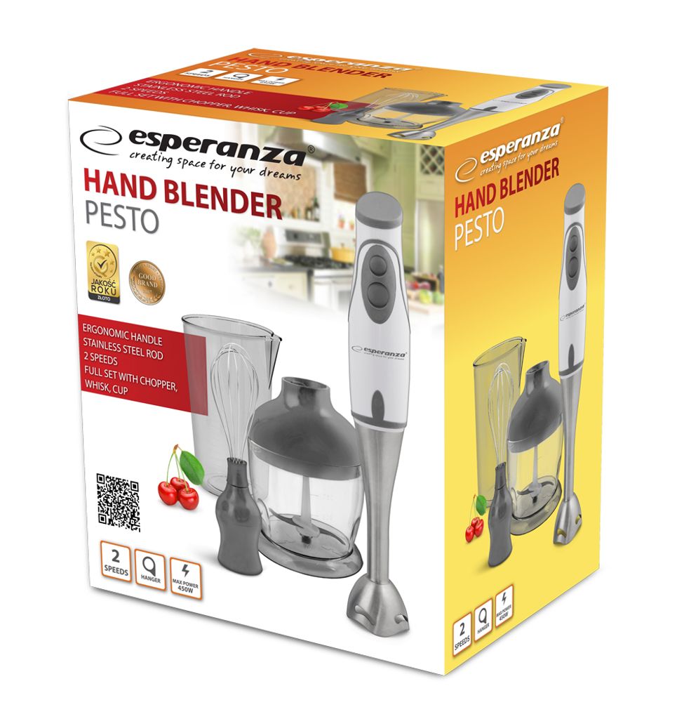 Esperanza EKM003E Mixer 0,75 l Pürierstab 450 W Grau, Weiß Produktbild 5
