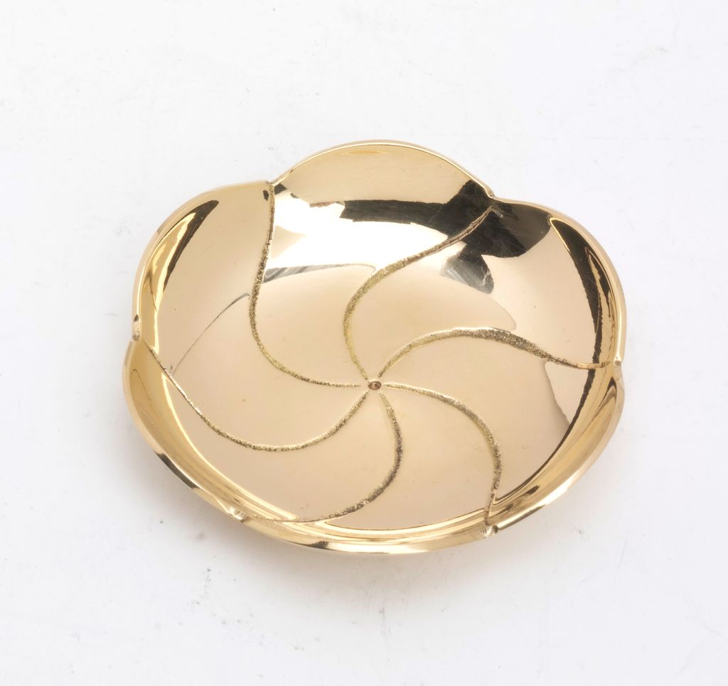 Kerzenteller, Kerzenschale, Lotusblume, Messing Gold poliert Ø 12 cm