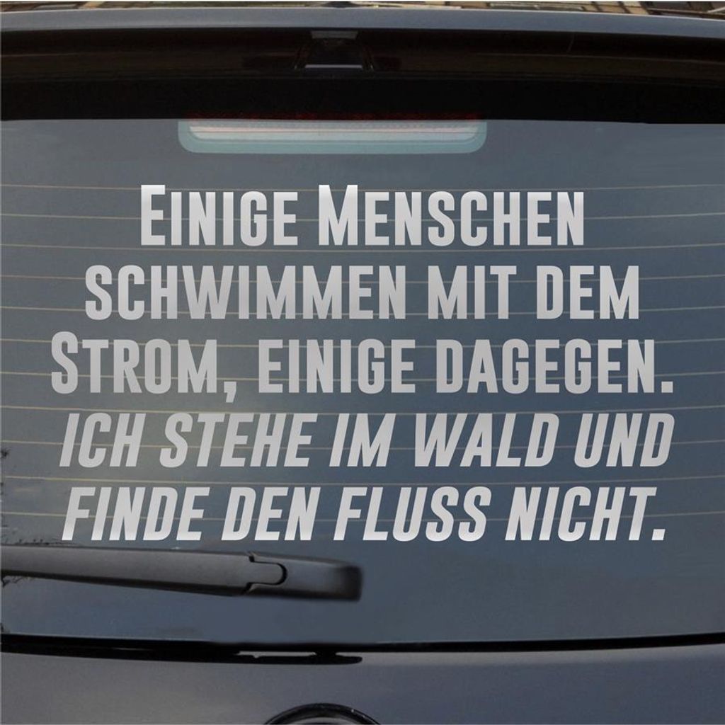 Heckscheibenaufkleber Menschen schwimmen mit dem Strom, einige dagegen. 55x31 cm Silber Auto Aufkleber Sticker