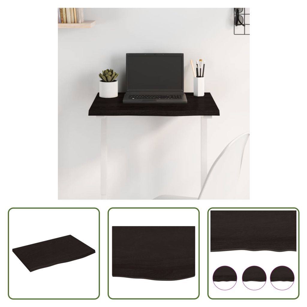 The Living Store Tischplatte Dunkelbraun 60x40x2 cm Massivholz Eiche Behandelt