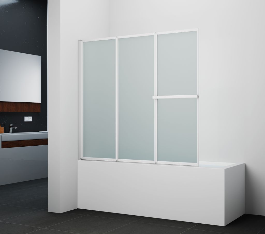 Vanová skládací zástěna MARWELL White Vital chrom, 3-dílná, Obrázek produktu 