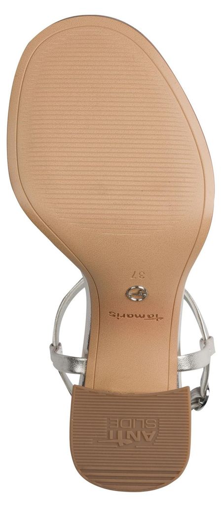 Tamaris Damen Sandalette mit Blockabsatz AntiSlide AntiShokk 1-28328-46, Größe:39 EU, Farbe:Silber