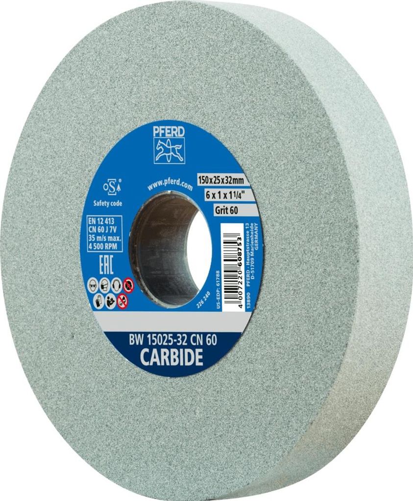 PFERD TOOLS Schleifbockscheibe Ø 150x25mm Bohrung-Ø 32mm C60 für harte Materialien z.B. Hartmetall