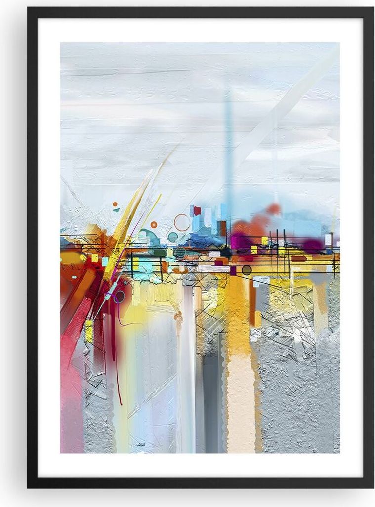 Gerahmtes Poster - Schwarzer Rahmen - Abstraktion modern - 50x70 cm - Wand Bild - Wanddeko - Wandbilder - Kunstposter - Wandposter - Bilderrahmen -...
