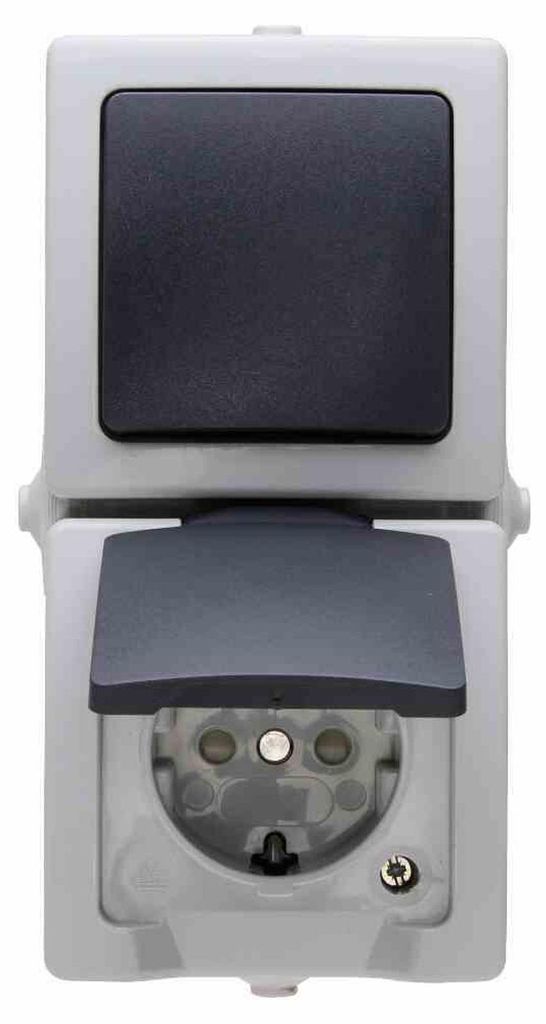 Kopp 138556008, Typ F, CEE 7/4, Schwarz, Grau, Thermoplast, Produktbild 