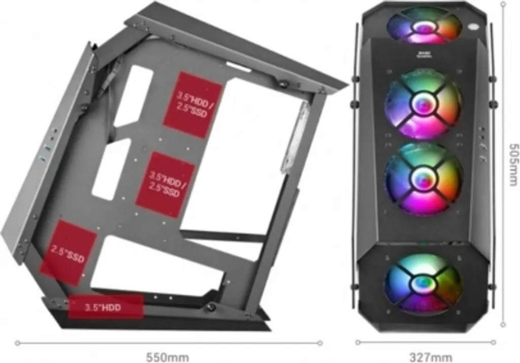 Boîtier PC Gaming MC51 Mars Gaming Noir pour Montage Setup Streaming - 3