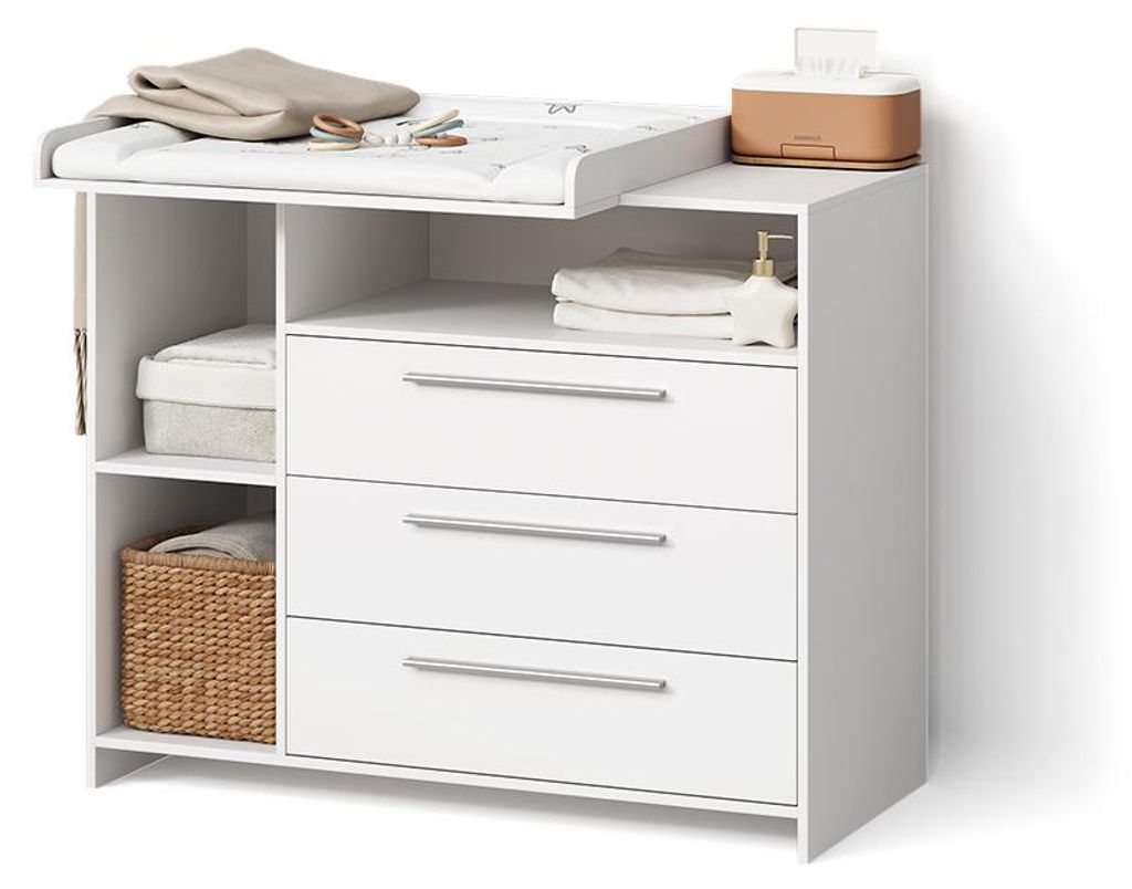 Wickelkommode Livinity Nera Weiß mit Wickelaufsatz, Model 62485