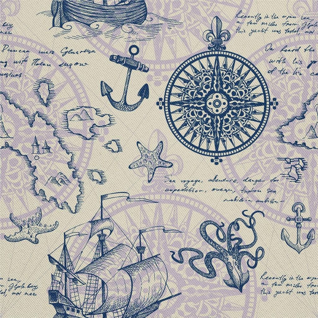 DECOSTOFFE D'EXTÉRIEUR OXFORD - Motif Seekarte I DX257 Image du produit 