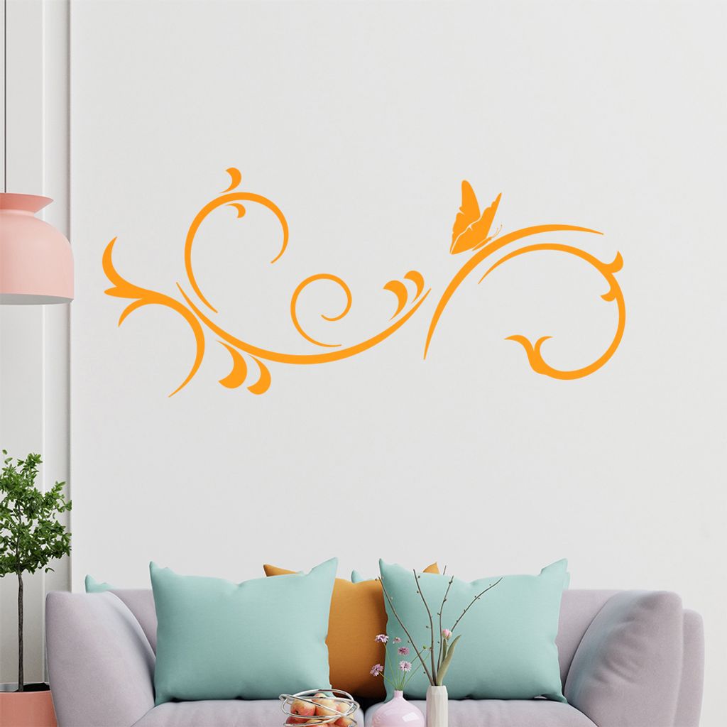 Schmetterling - Ornamente - Sommer Wandtattoo in 6 Größen - Wandaufkleber Wall Sticker - Dekoration, Küche, Wohnzimmer, Schlafzimmer, Badezimmer
