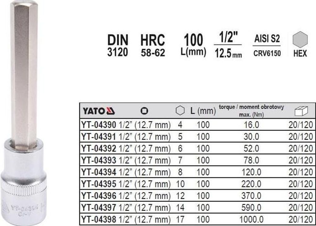Yato YT-04398 Schraubendreherspitze de 1 Stck(e)
