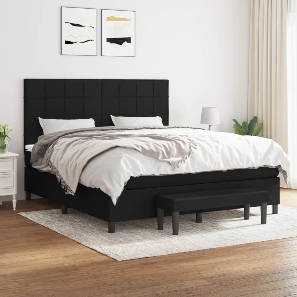 Maison Exclusive - Boxspringbett mit Matratze Schwarz 160x200 cm Stoff