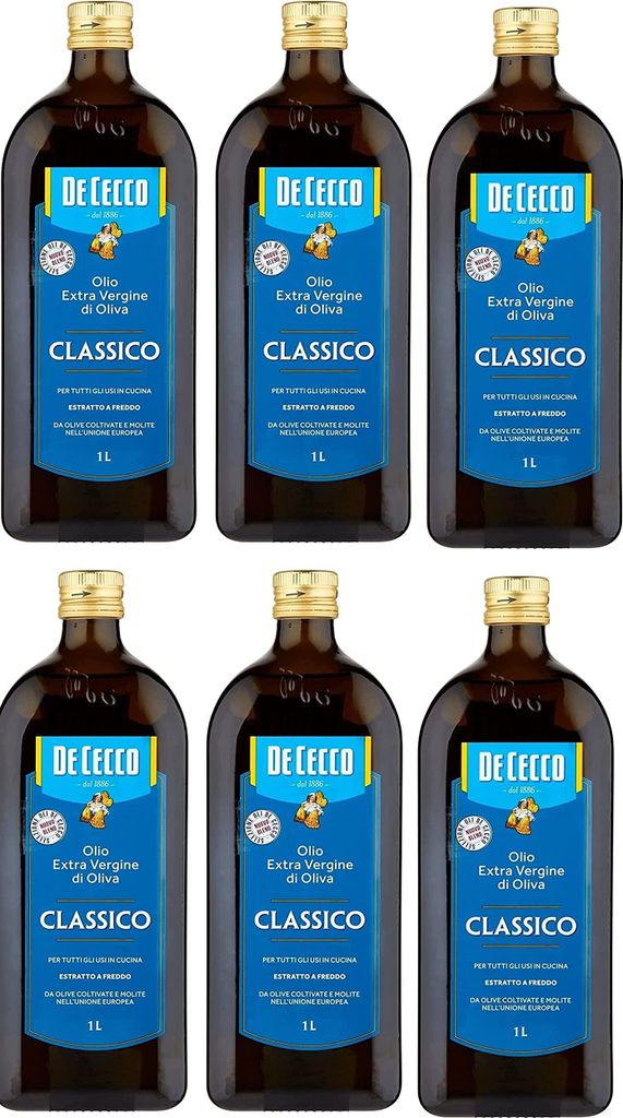 6x De Cecco Classico Natives Olivenöl Extra Olio Extra Vergine 1 Lt nativ