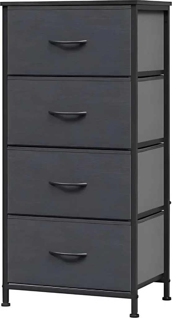 Tour de rangement fine Happiq 4 tiroirs, meuble d'appoint en gris foncé