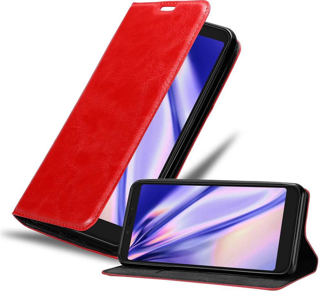 Cadorabo Hülle für Alcatel 1S 2019 Schutz Hülle in Rot Handyhülle Etui Case Cover Magnetverschluss