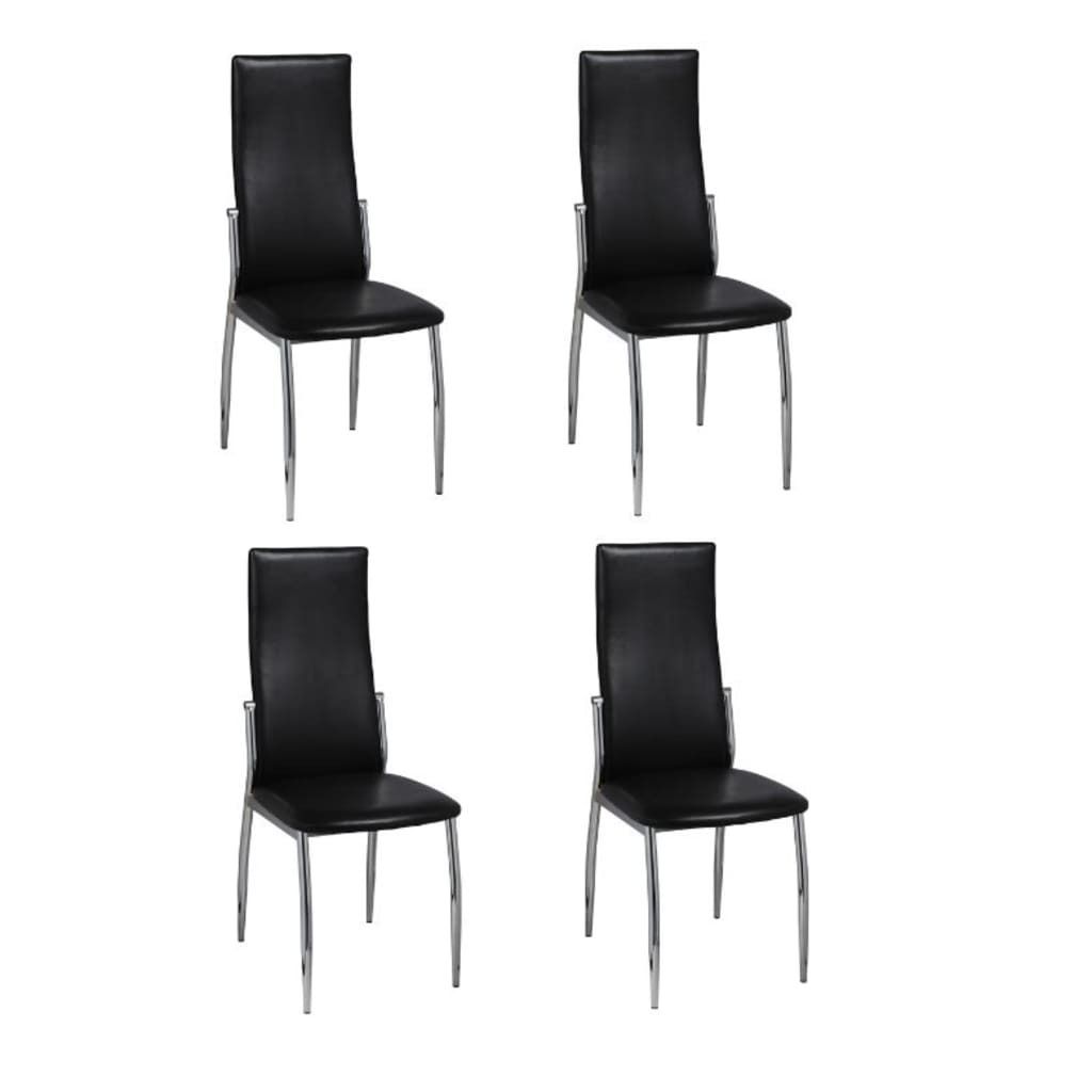 vidaXL Esszimmerstühle 4 Stk. Schwarz Kunstleder