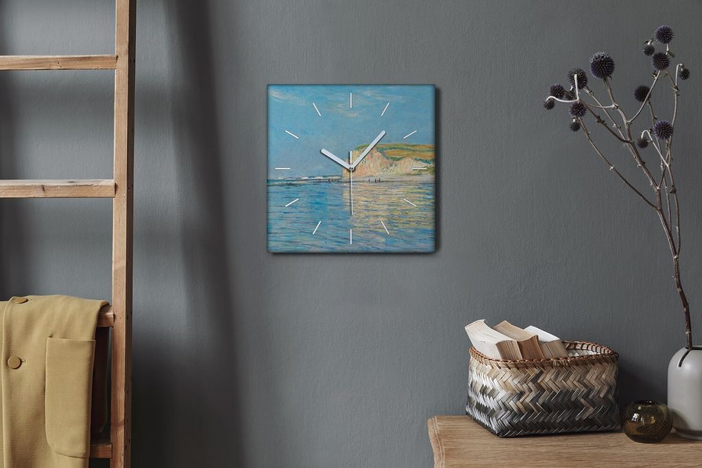 Coloray Hodiny Unikátní 30x30 cm Tiché hodiny Pro obývací pokoj a kuchyň Nástěnné hodiny Plátno Bílé ručičky hodin - Odtok v Pourvil...