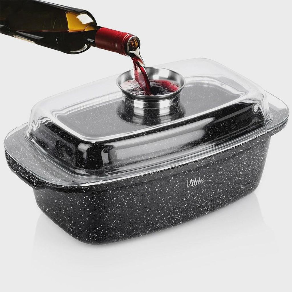 Granit-Bratform mit Deckel, 5,4 l, 39 x 22 x 17,5 cm