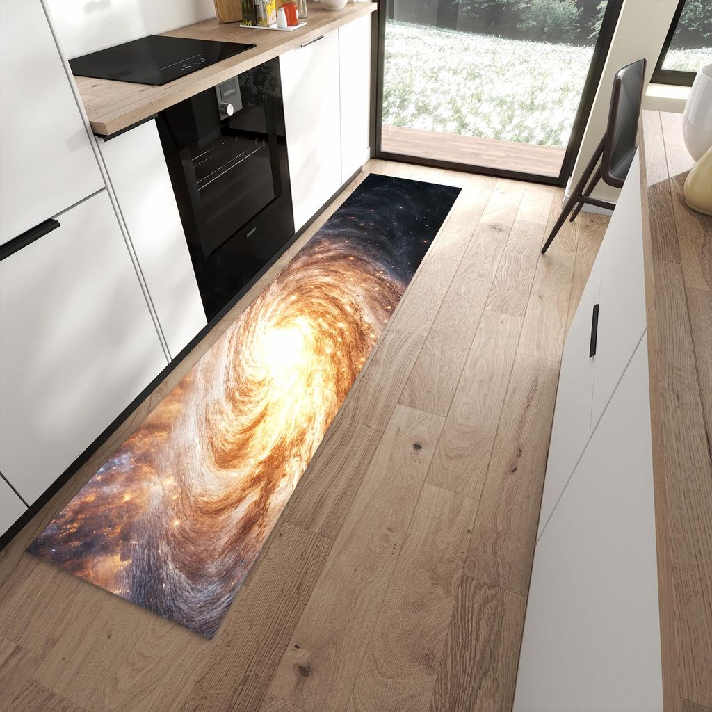 Küchenteppich 60x270cm rutschfest & abwischbar PVC Läufer - Galaxie Nachthimmel