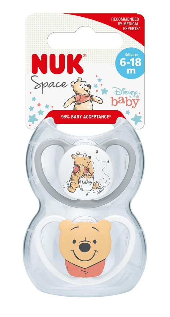 NUK Disney Winnie Puuh Space Schnuller Gr. 2 | Weiß/Grau | Produktbild 