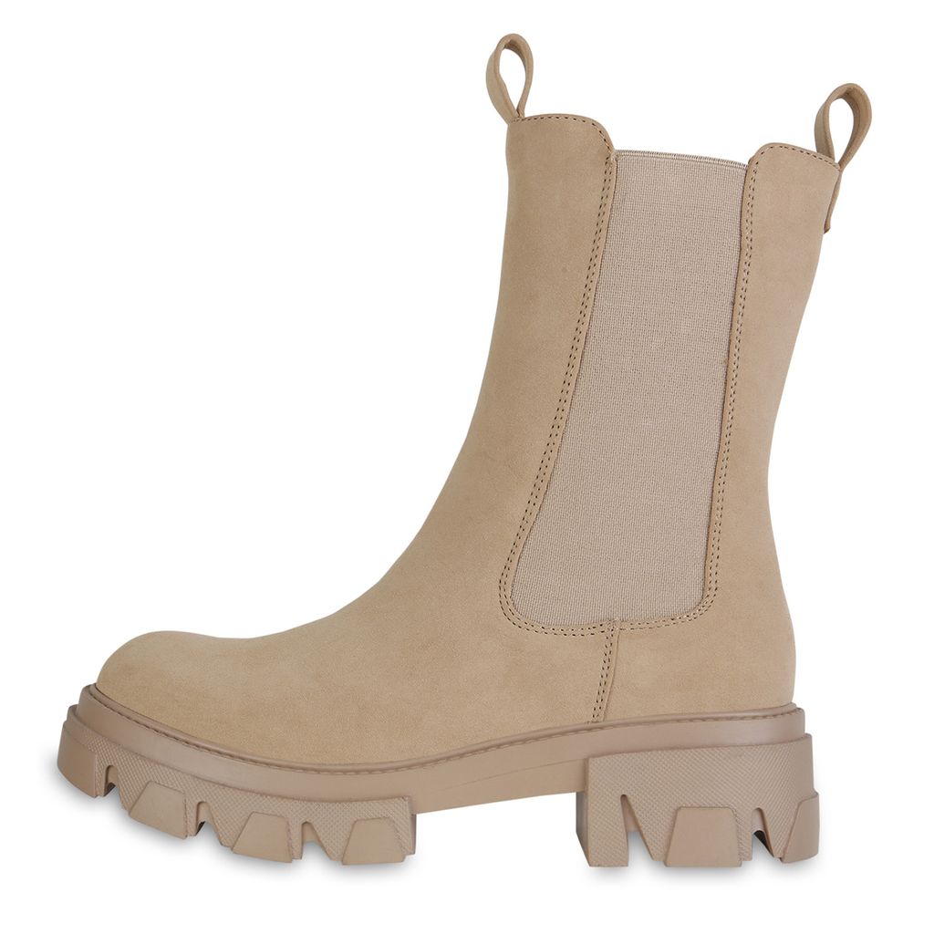 VAN HILL Damen Plateau Boots Stiefeletten Profil-Sohle Stiefel Schuhe 841348, Farbe: Khaki, Größe: 39