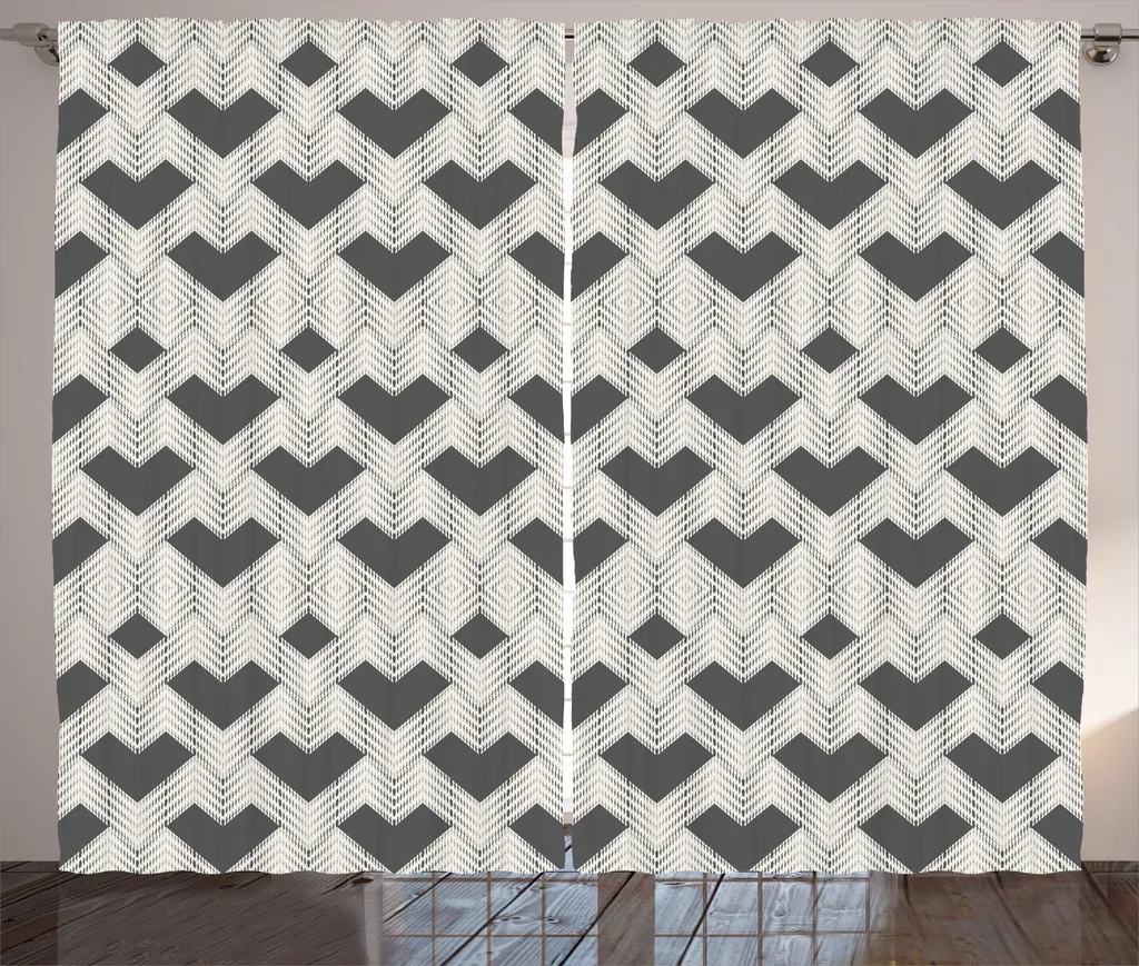 Rideau large 280x225 cm gris et blanc pour habiller vos grandes vitres