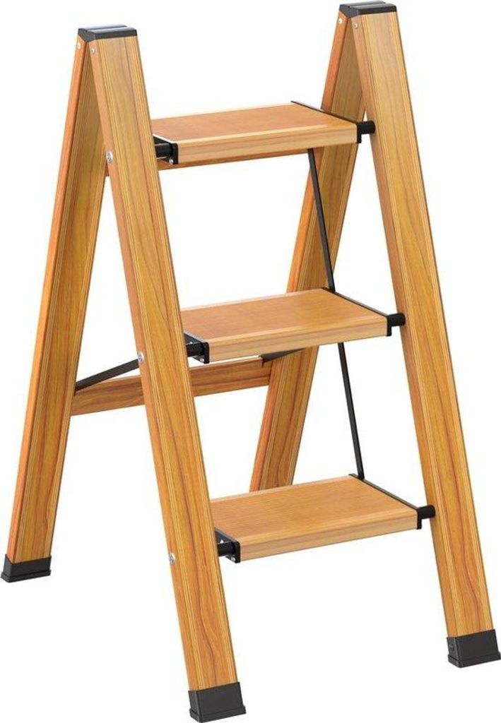 Aluminium Inklapbare Huishoudladder 3 Treden Antislip Draagbar bis 150 kg Multifunktional für Küche Badezimmer Camping
