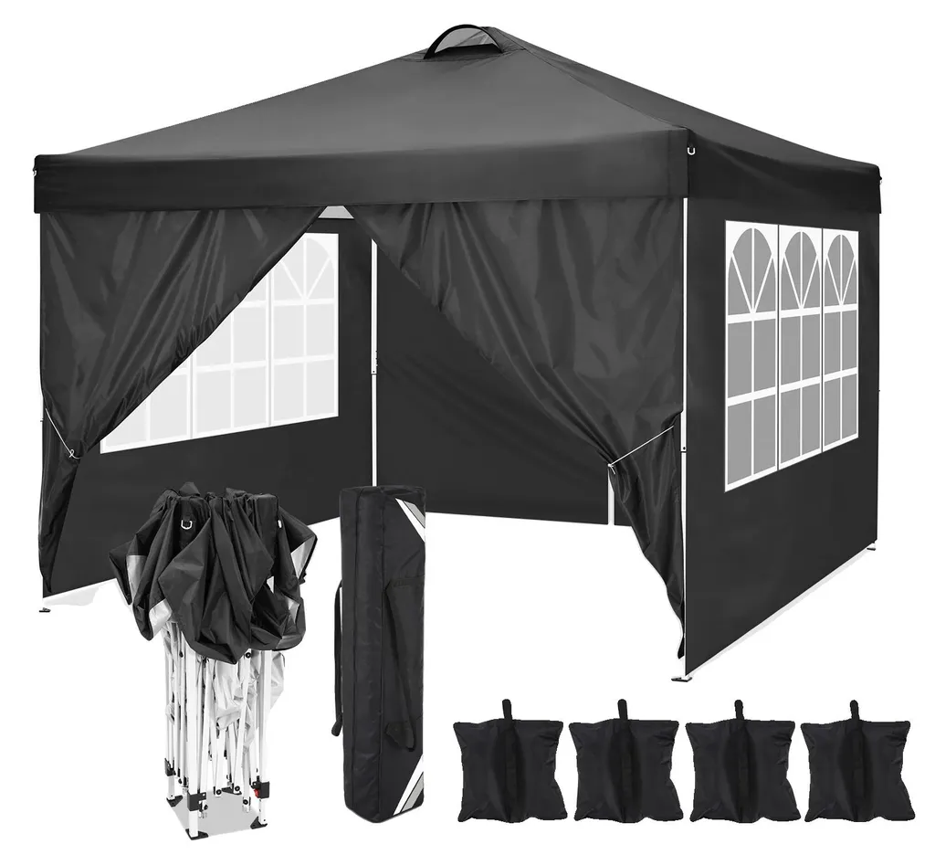 Barnum de jardin noir imperméable idéal pour barbecue et terrasse