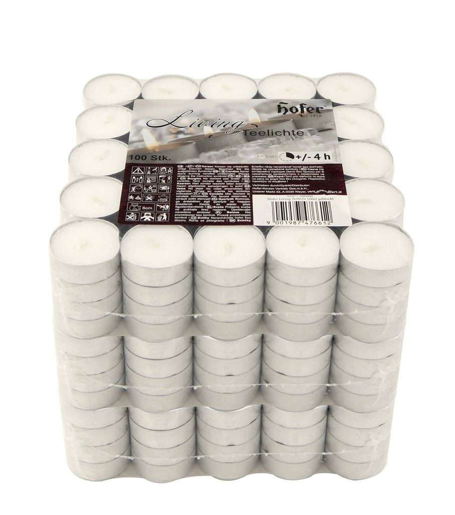 HOFER Bougies à chauffe-plat 300 pièces - Ø 38 mm, Blanc, Image du produit 