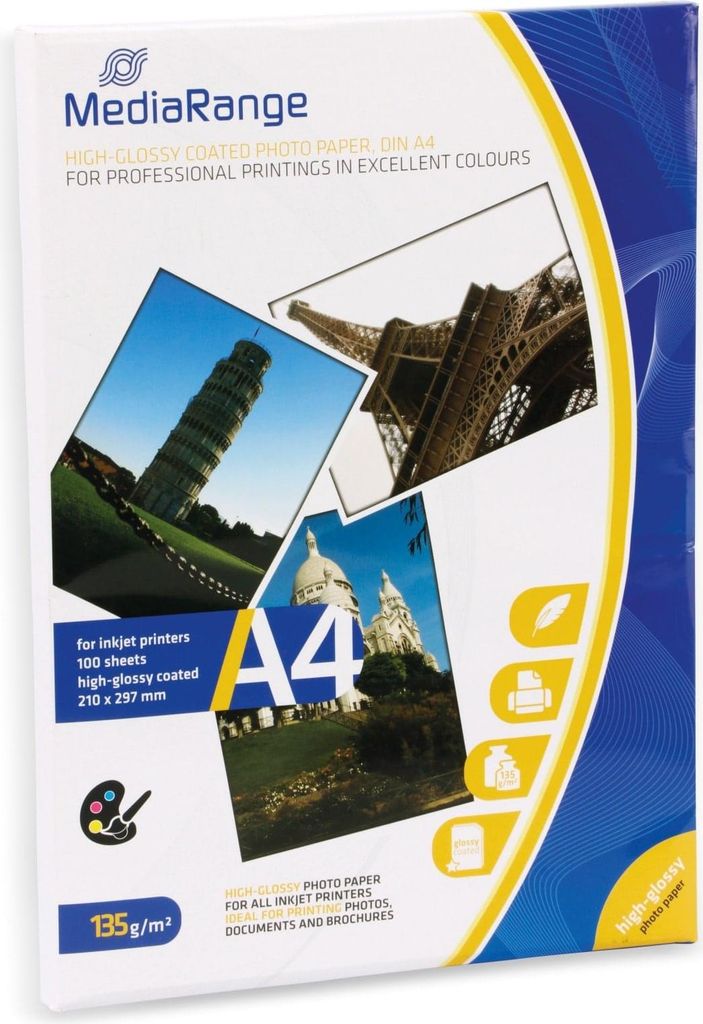 MediaRange Fotopapier MRINK107 DIN A4 hochglänzend 135 g/qm Produktbild 
