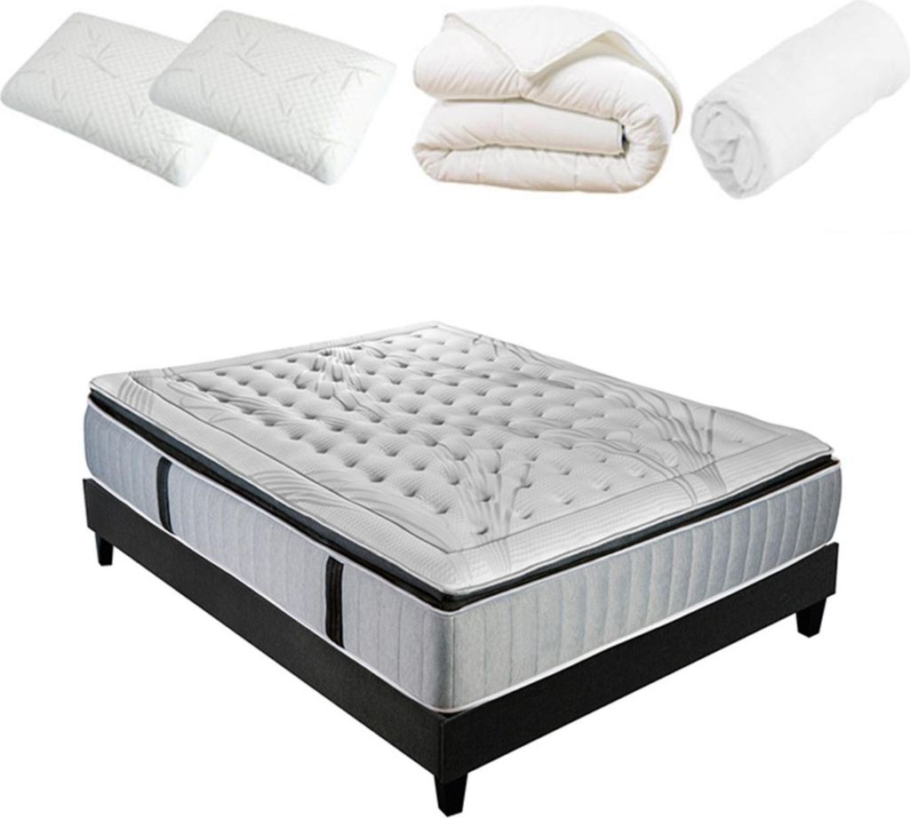 Federkernmatratzen-Set + Lattenrost + Zubehör-Paket
