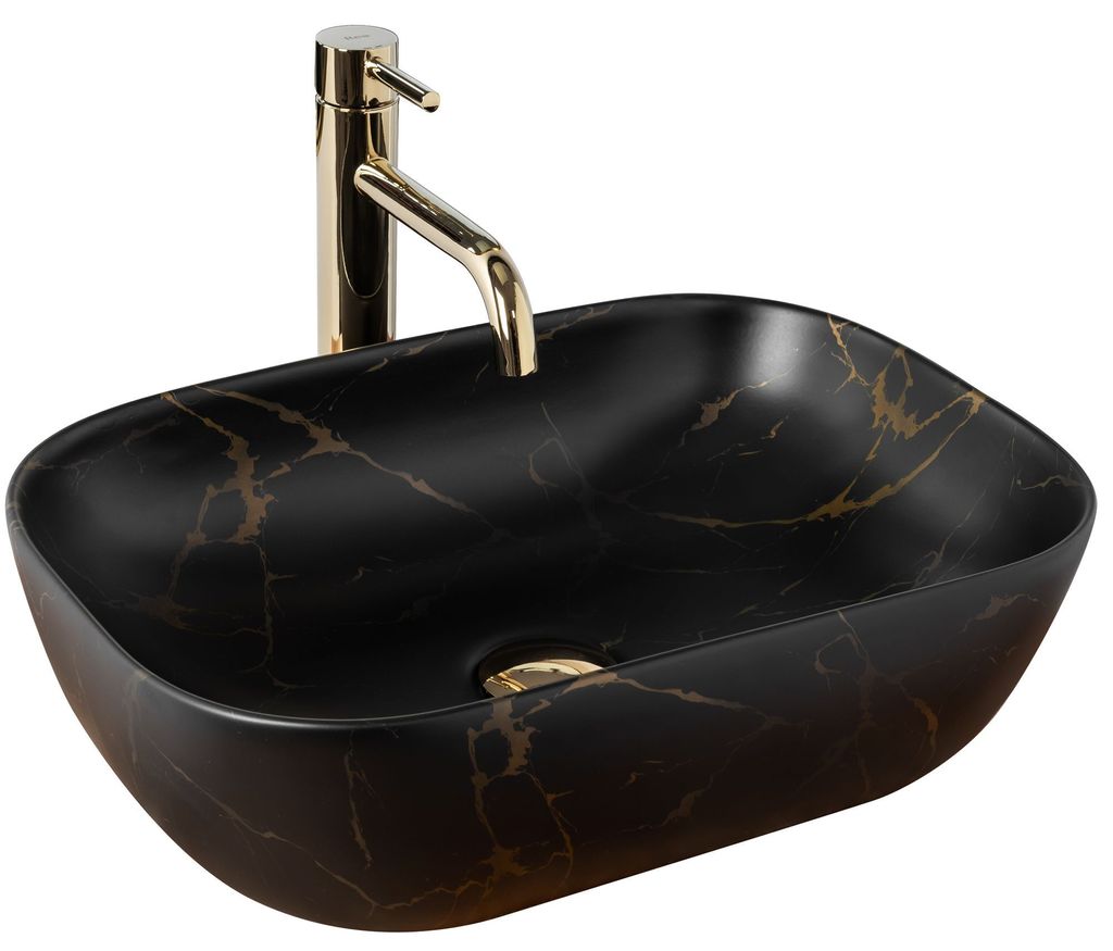 Umywalka nablatowa Rea Belinda Black Marble Mat Zdjęcie produktu 